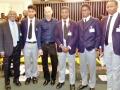 1st left Warde and Phillips 3rd from left with pupils of Harrow School pic by Tyrone roach